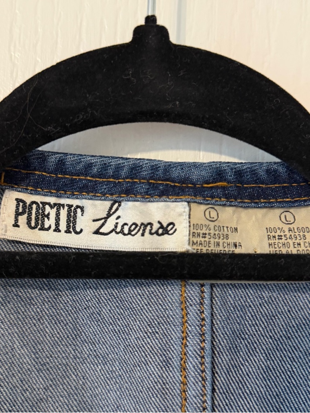 Poetic License Vintage Dark Blue Cotton Denim Vest L - Picture 3 of 10
